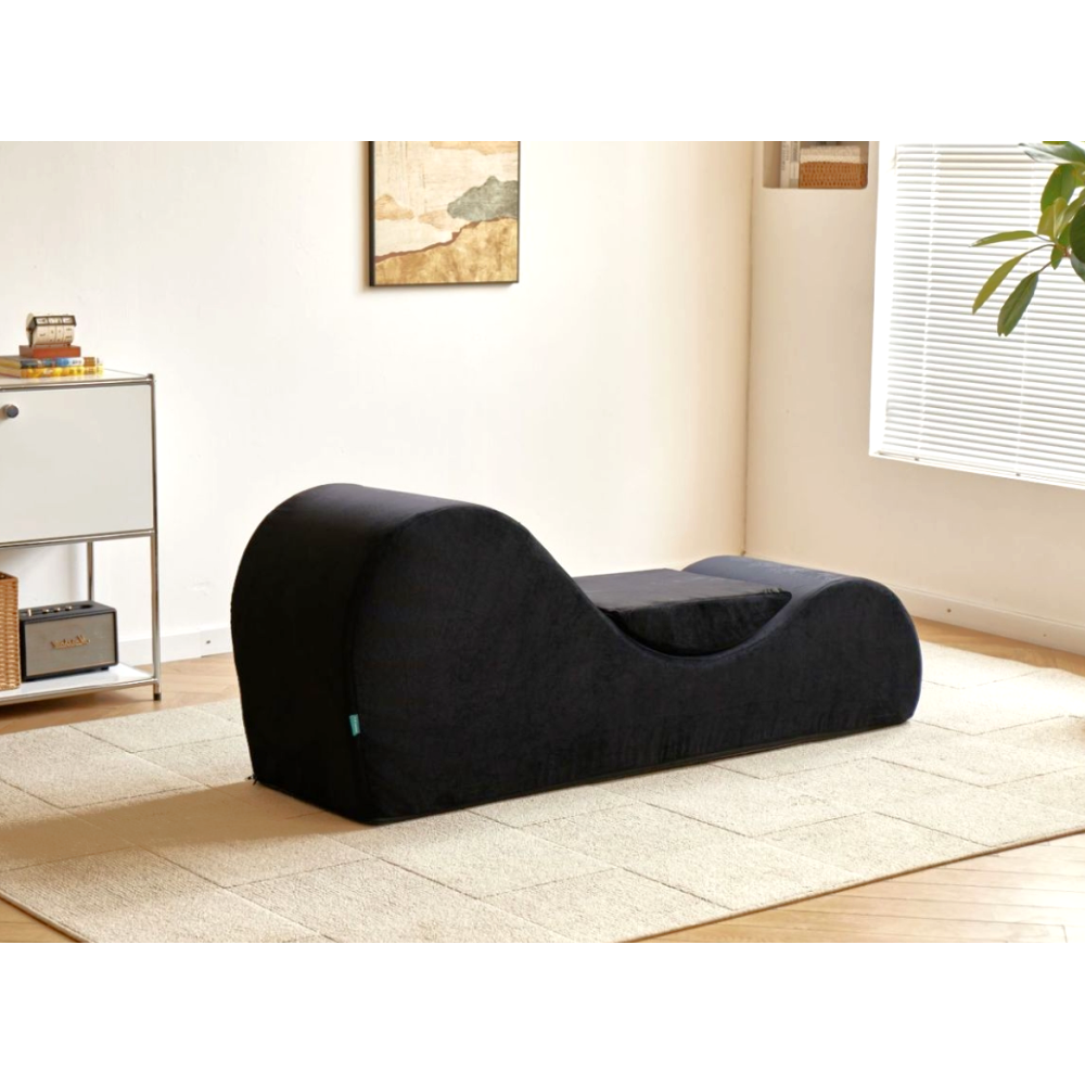 Solace Chaise Lounge Chair Relaxation, Ergonomic Design with Soft Yet Firm High-Density Foam Core, Removable Machine-Washable Cover, Black