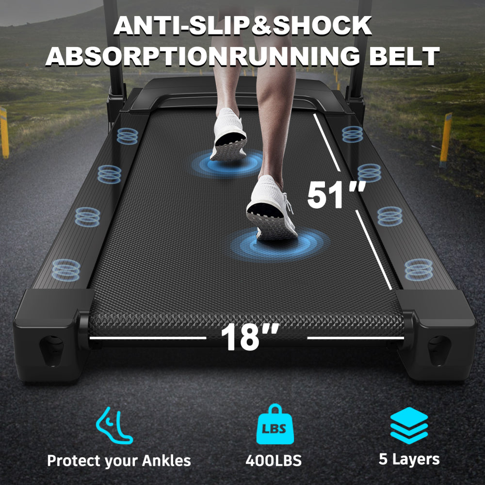 Treadmills for Home, Electric Treadmill with  Automatic Incline, Foldable 3.5HP Workout Running Machine Walking, Double Running Board Shock Absorption Pulse Sensor Bluetooth Speaker APP FITSHOW.