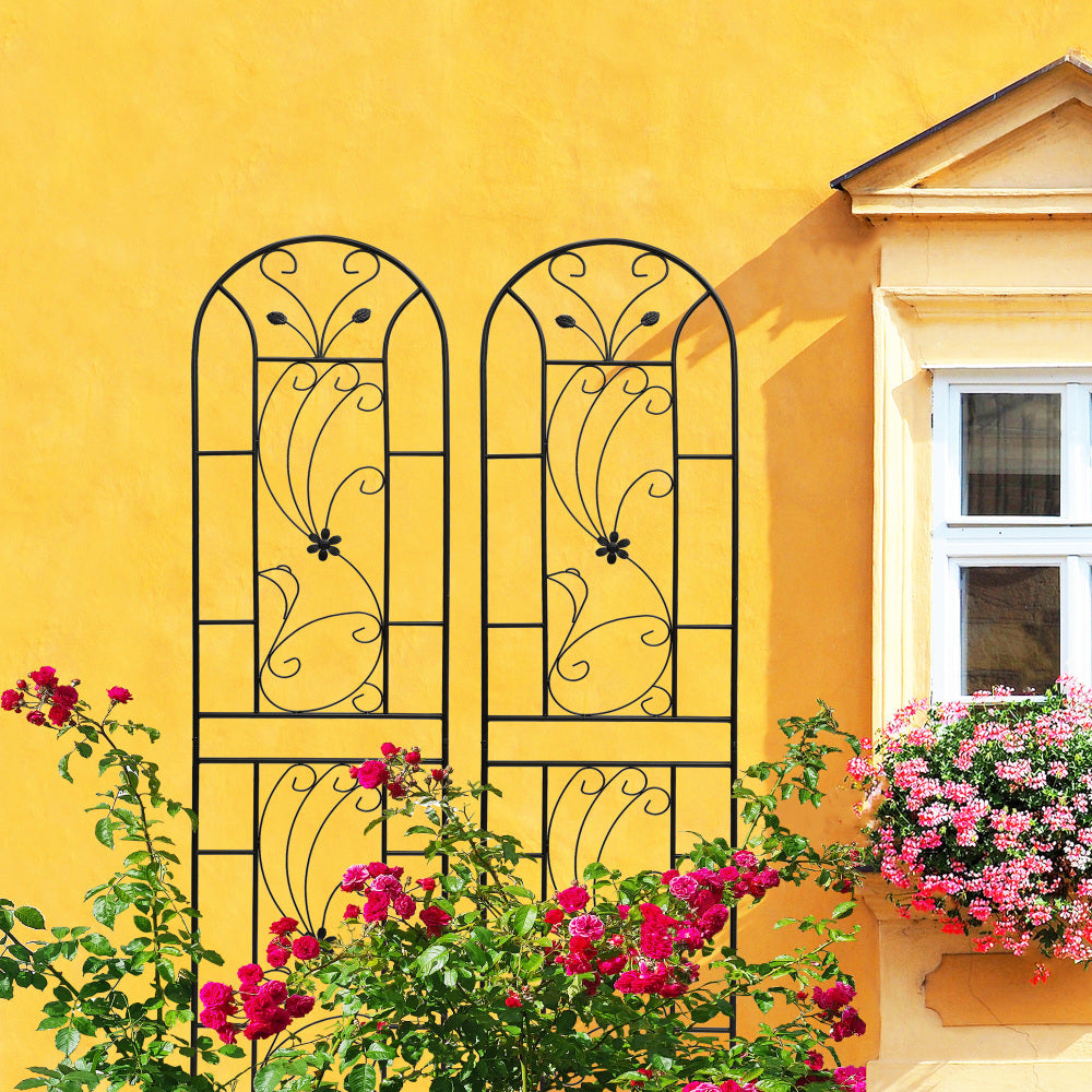 4 Pack Metal Garden Trellis 86.7" x 19.7" Rustproof Trellis for Climbing Plants Outdoor Flower Support Peacock Style Black