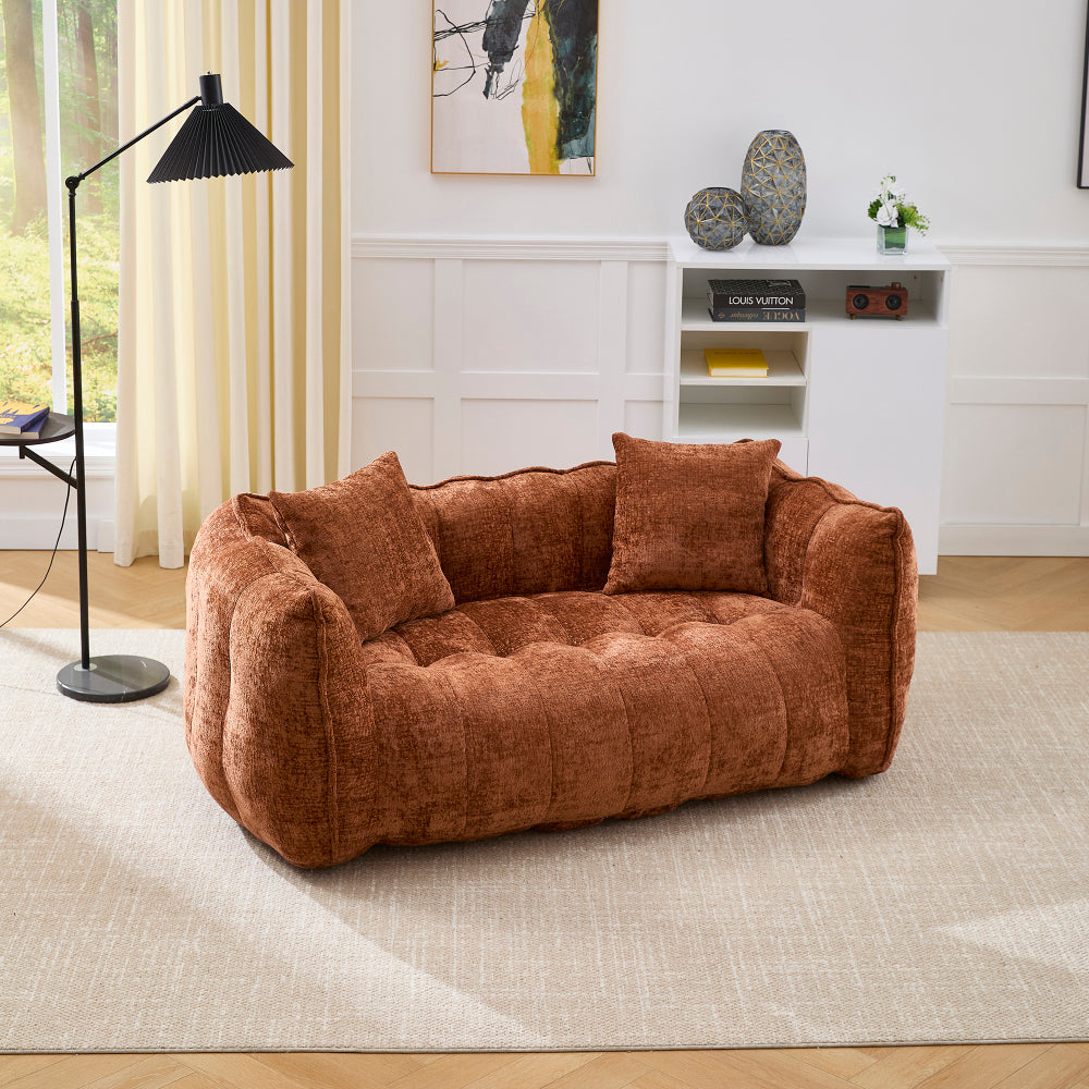Soft beanbag chair with high resilience foam core for two people. The comfortable square recliner sofa is ideal for family members and friends engaged in games, reading, watching TV