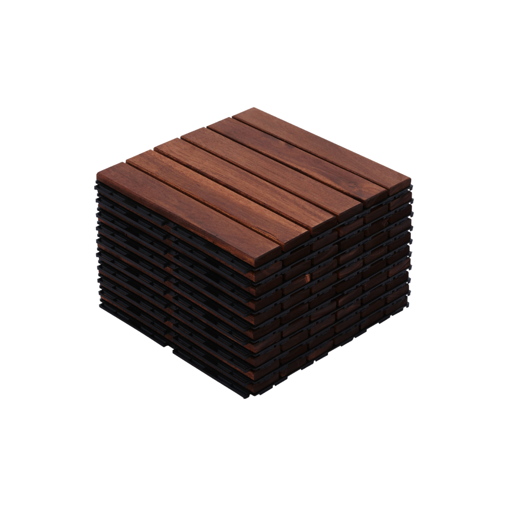 10 PCS Interlocking Deck Tiles Striped Pattern, 12" x 12" Square Acacia Hardwood Outdoor Flooring for Patio, Bancony, Pool Side,...
