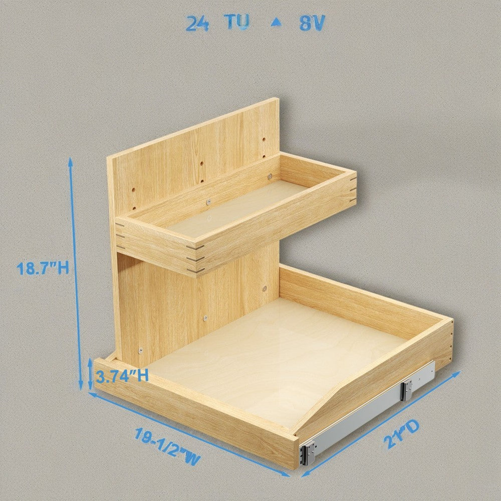 Under Sink Organizers and Storage 19½" W x 21" D, 2 Tier Pull Out Cabinet Organizer with Hard Close, Adjustable Pull Out Cabinet organizer with U Bracket for Bathroom Kitchen(Left)