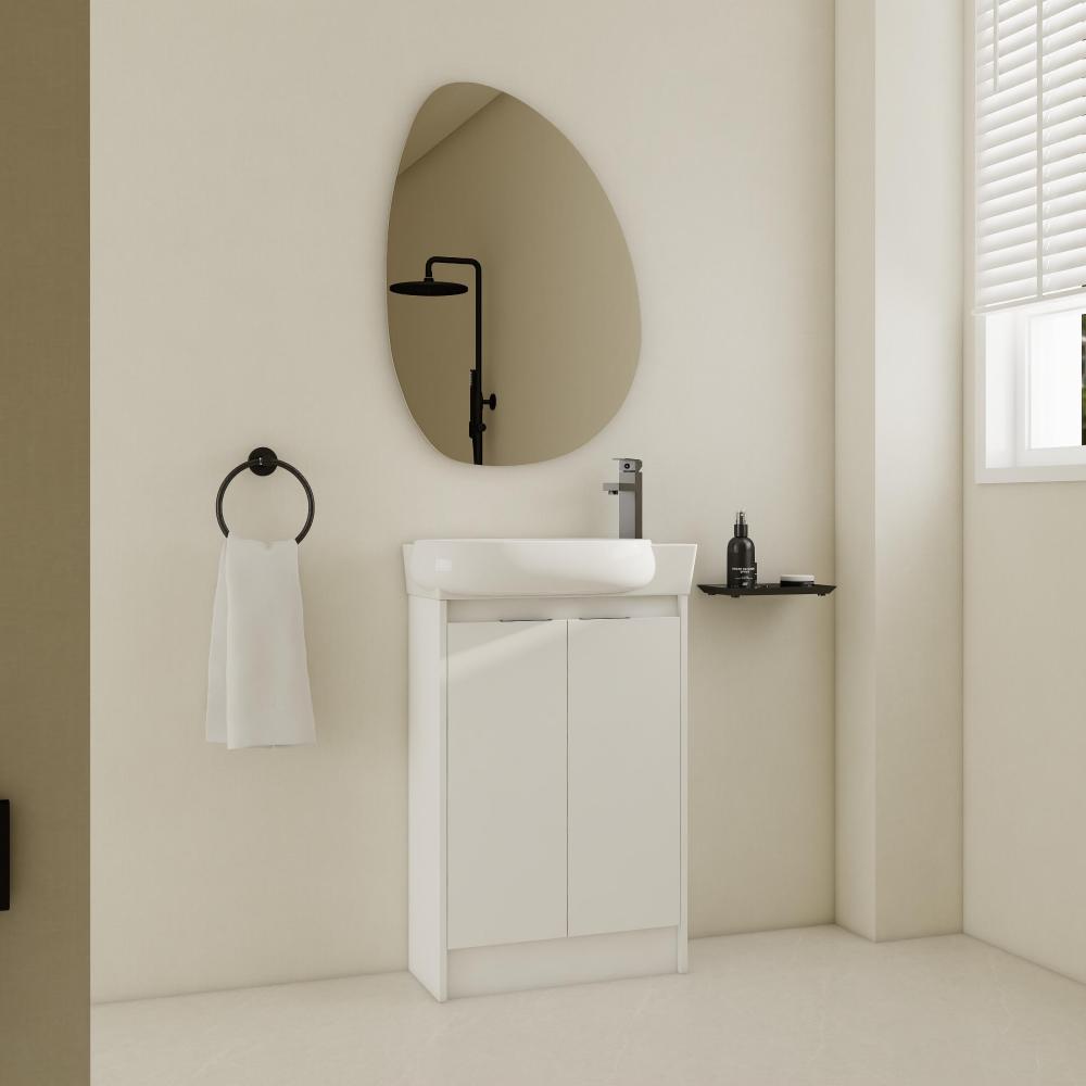 Soft Close Doors Bathroom Vanity With Sink,16 Inch  For Small Bathroom