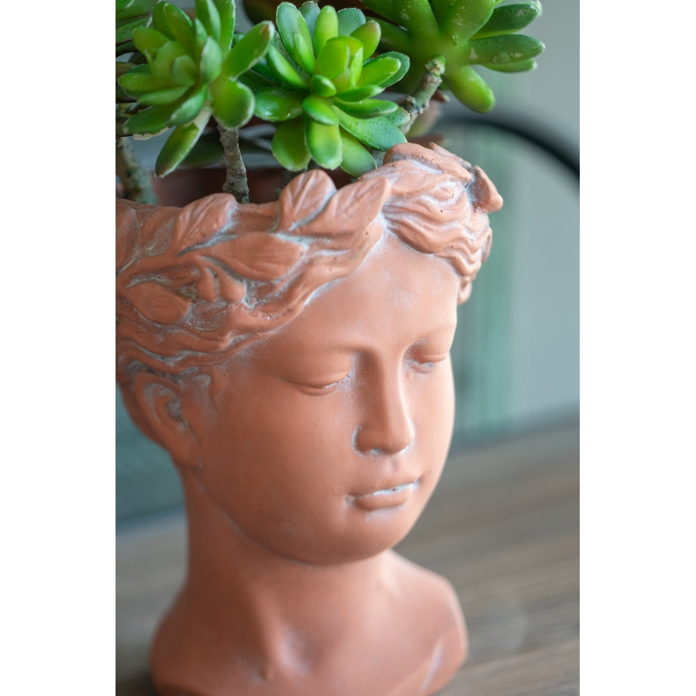 Cement Bust Wall Planter - Indoor Outdoor Home Garden Decor, 8" x 4" x 9"