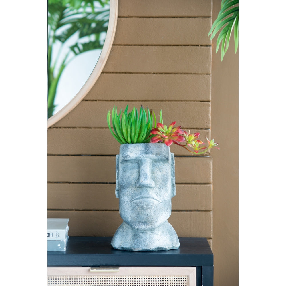 Cement Bust Wall Planter - Indoor Outdoor Home Garden Decor, 8" x 4" x 9"