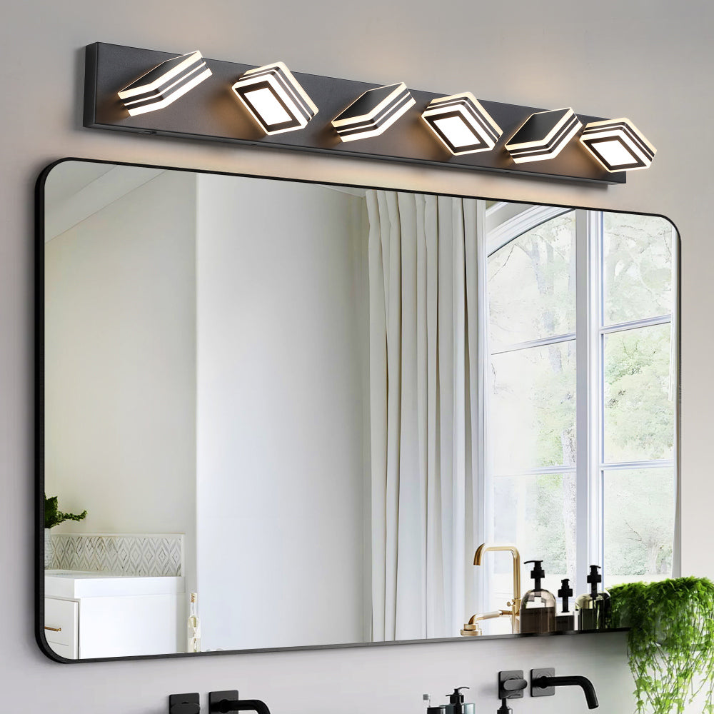 34" Modern 5-Light LED Vanity Light - Sleek Bathroom Wall Fixture, Iron & Acrylic, Dimmable & Energy-Efficient, Ideal for Mirror Lighting