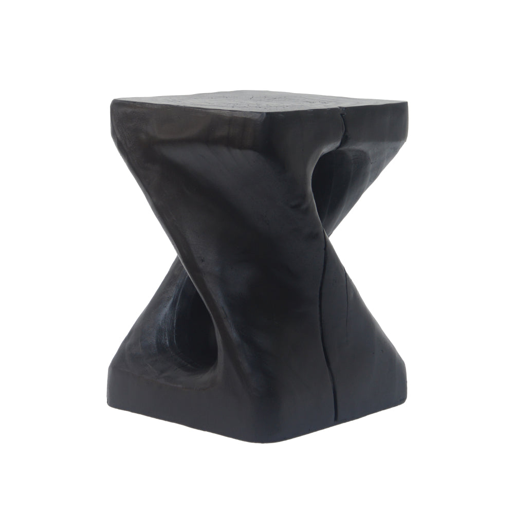 MGO Twist Shape Side Table, Wood-like texture, Black Color
