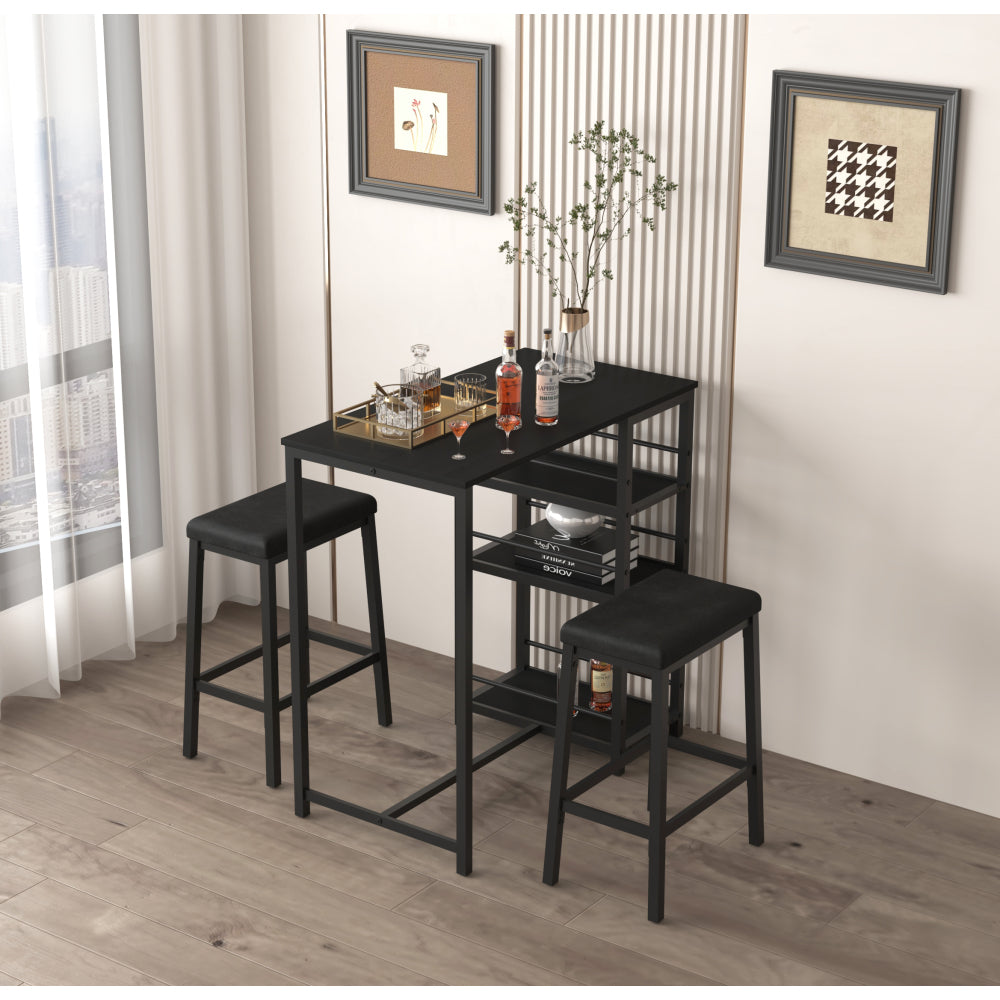 Dining Table Set for 4, Wood Kitchen Table with  Chairs Dinning Table Set for Kitchen & Dining Room, Compact Dining Set for Small Spaces, Rustic Brown