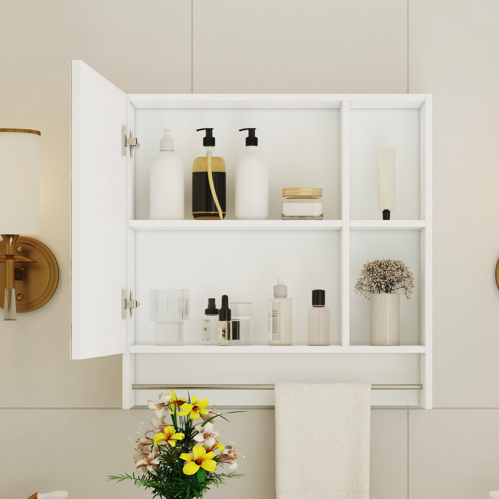Bathroom Mirror Cabinet Wall Mounted,Medicine Cabinet,Over The Toilet Storage Cabinet with Shelves and Towel Rack