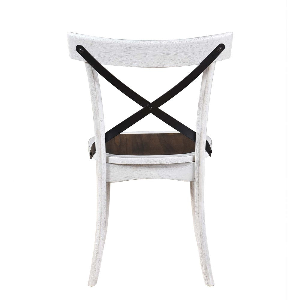 2 Pieces Set Dining Side Chair Rustic Modern Farmhouse Design Retro Design With Metal X Design