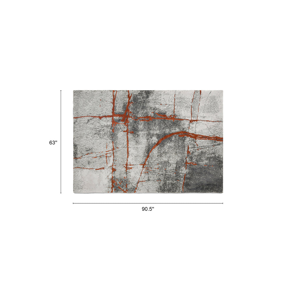 Quarry 5x6.5' Abstract Area Rug, Gray & Orange Polypropylene