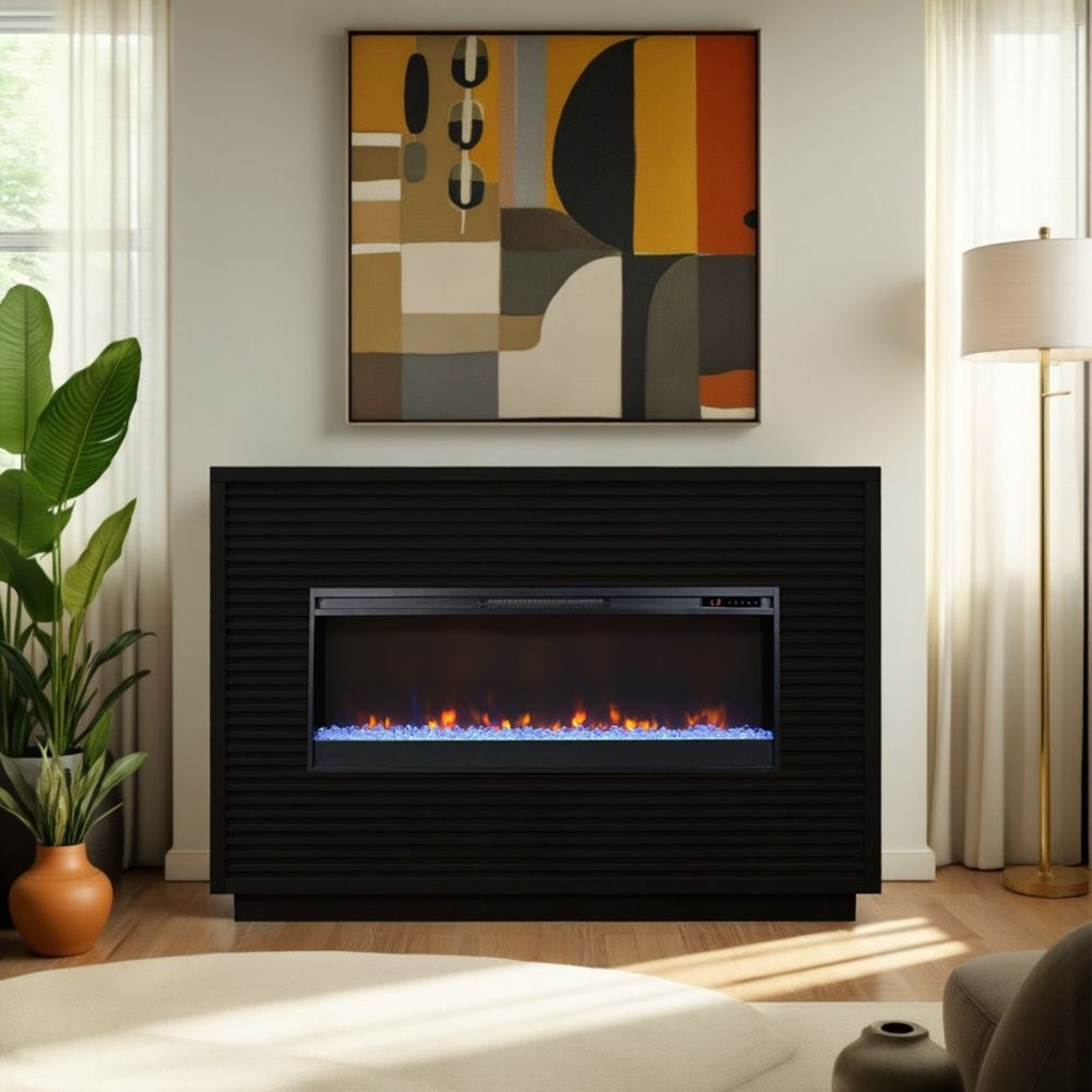 62 inch Fireplace Mantel, Black Finish
