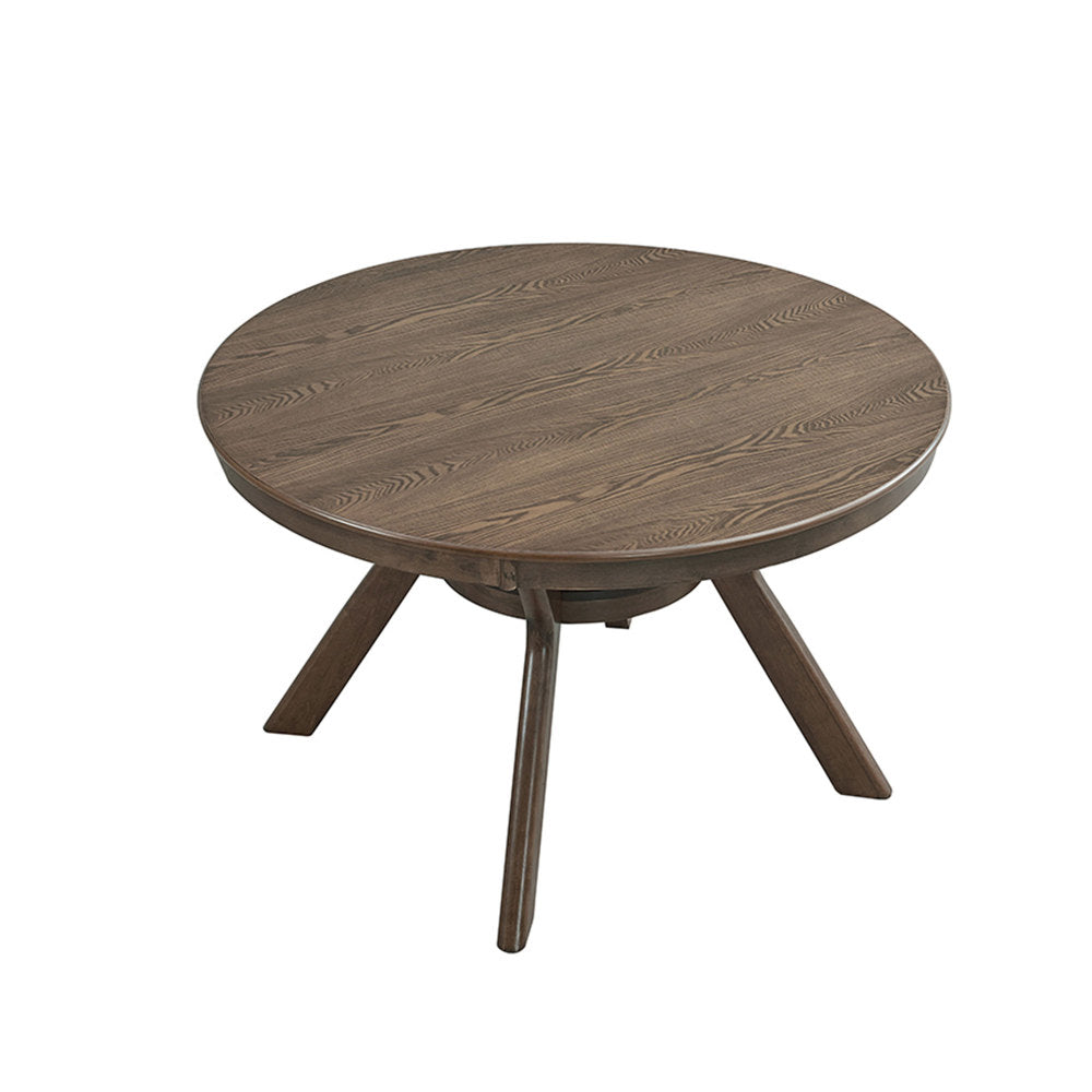47.24''Round Rubber Wood Dining Table for 4-6 with Wooden Trestle Pedestal Base,Modern Kitchen Wooden Table Dinner Table for Dining Room, Living Room,Oak(1Table)