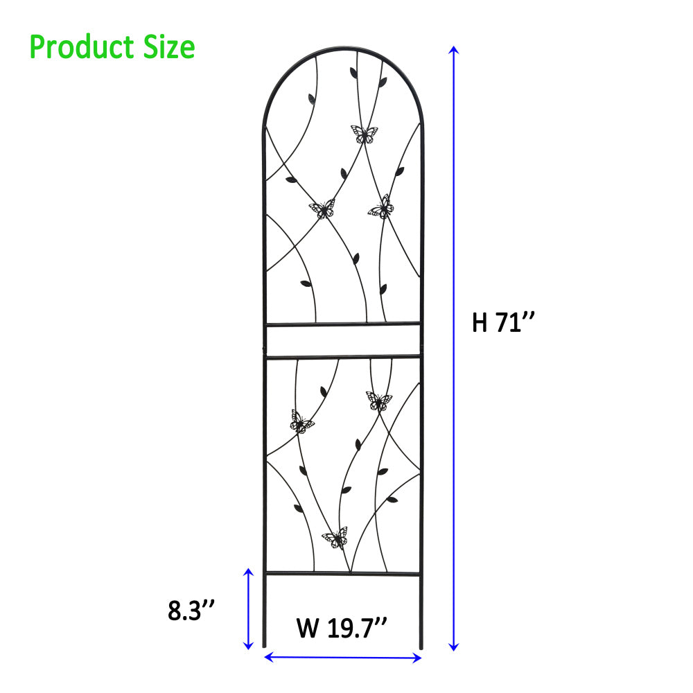 4 Pack Metal Garden Trellis 71" x 19.7" Rustproof Trellis for Climbing Plants Outdoor Flower Support Butterfly Deco Black