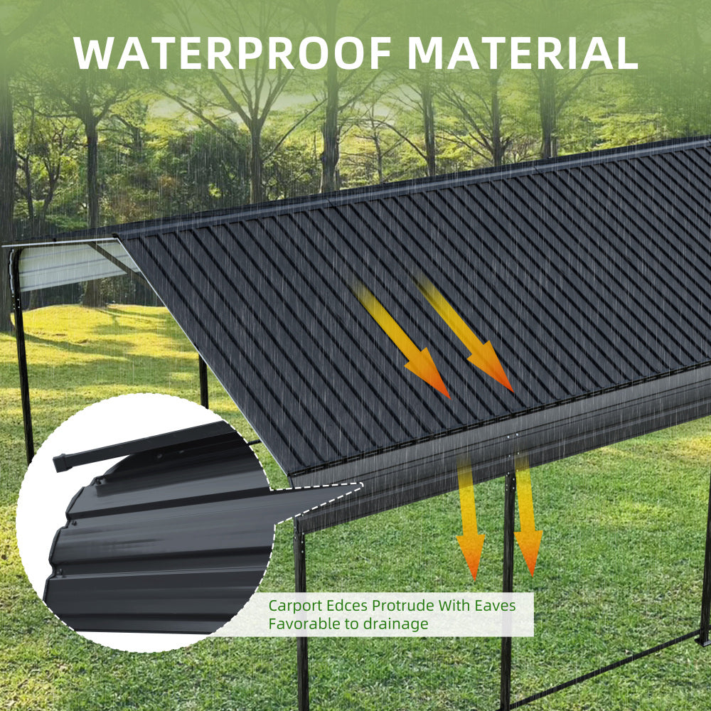 12X20 FT Metal Carport, Outdoor Car Shelter All Weather, Heavy Duty Outdoor Galvanized Car Shelter for Car Boat Truck and SUVs Black