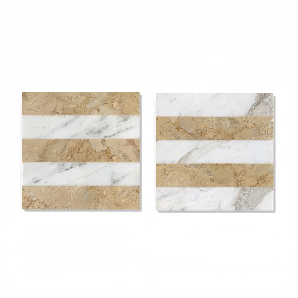 12*12 Waterjet marble,White Gold 2 color, natural marble, for floor and wall,polished marble tile, natural stone, genuine marble, real marble, 1 box each pattern 4 pcs