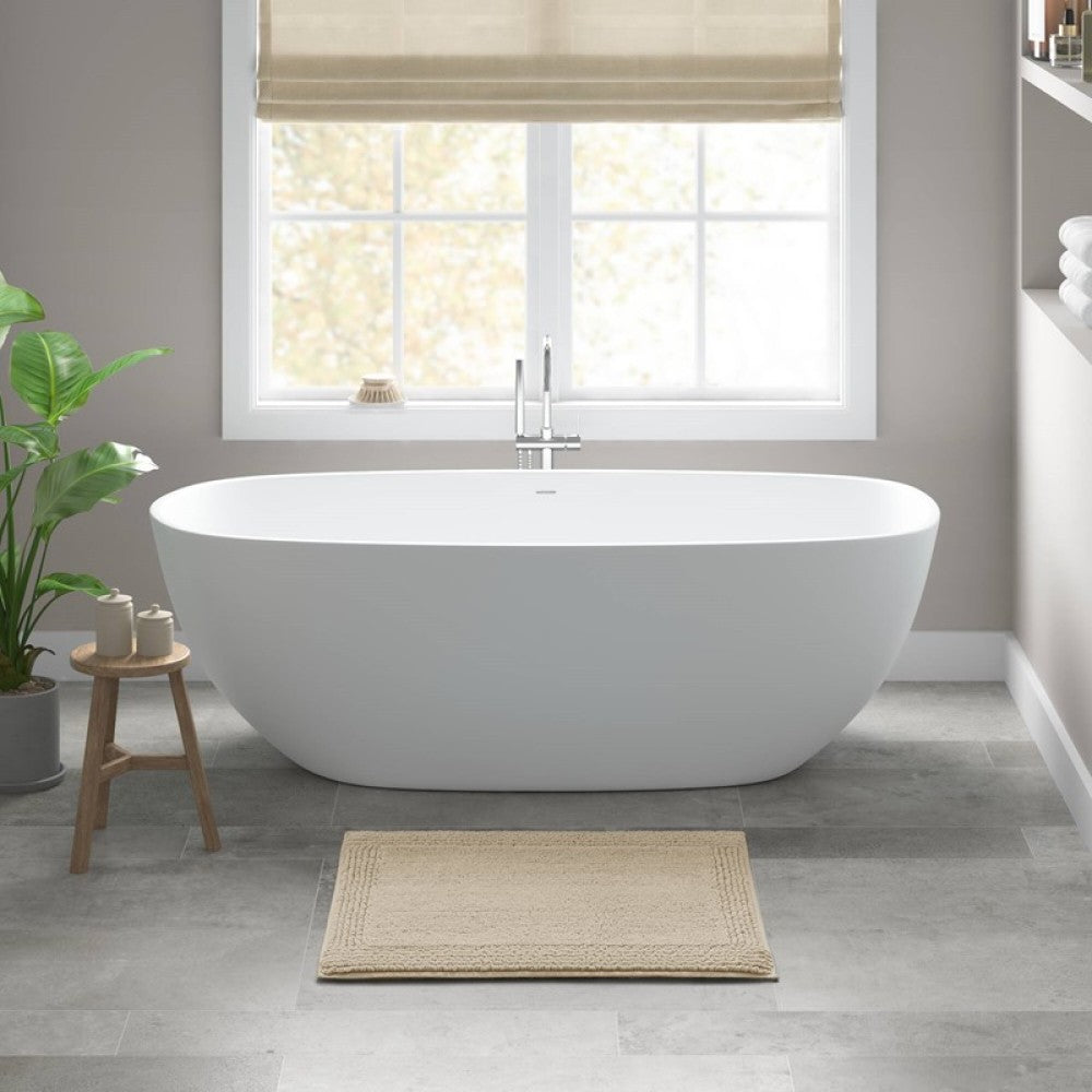 100% Cotton Tufted 3000 GSM Reversible Bath Rug Charcoal 21x34"