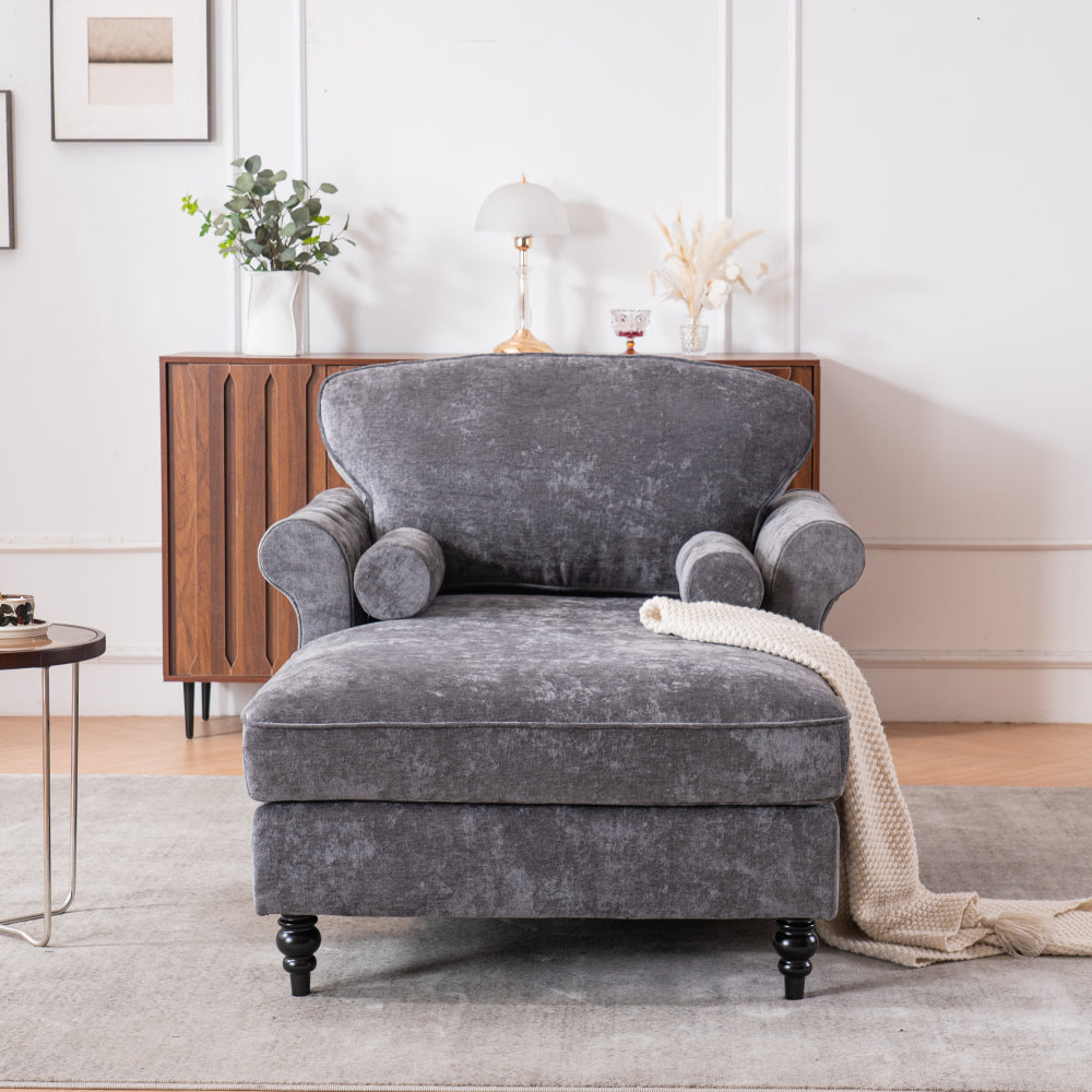 [New] Oversized Chaise Lounge Indoor,Chenille Single Sofa Bed with Wide Seat,Upholstered Lazy Sleeper Armchair,Reading Couch Set for Living Room,Bedroom,5 Colors