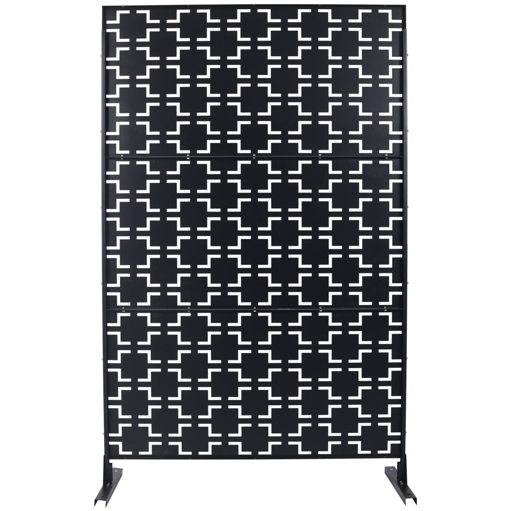 Outdoor & Indoor Privacy Screen Metal Privacy Screen 76" H×48" W, Freestanding Decorative Privacy Screen for Deck Balcony Patio, Privacy Fence Panels for Outside Lawn Garden PS105 BLACK