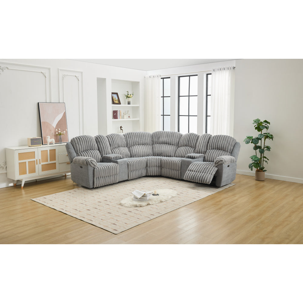 M083 Power Reclining Sectional Sofa Couches with wireless charger,hidden cupholders GREY