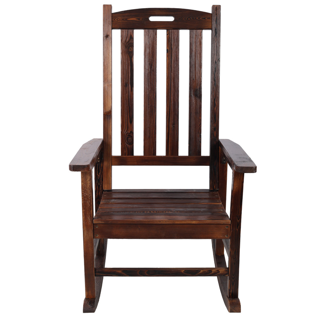Wooden Oversized Porch Rocker Chair With Wide Seat and Tall Backrest,High Back Smooth Rocking Chairs for Outdoor & Indoor
,brown color