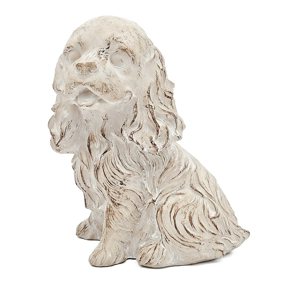 7.5x5.5x8.7" Sitting Cocker Spaniel Figurine with Natural Beige Finish