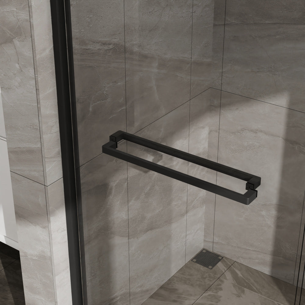 Goodyo Double Sliding Glass Shower Door  60 in. W x 72 in. H Aluminum Framed Shower Enclosure with SGCC Clear Tempered Glass, Stainless Steel Hardware, Matte Black