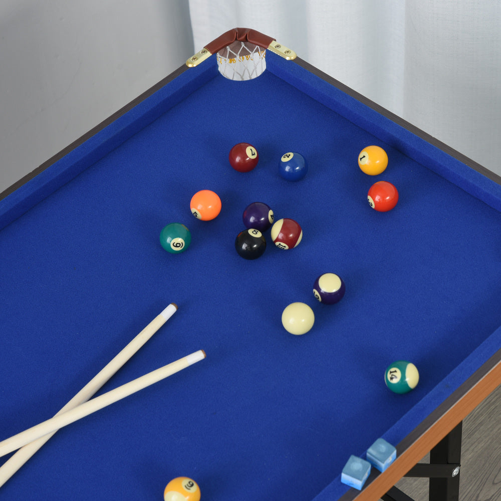 Soozier 55" Portable Folding Billiards Table Game Pool Table for Whole Family Number Use With Cues, Ball, Rack, Chalk, Blue