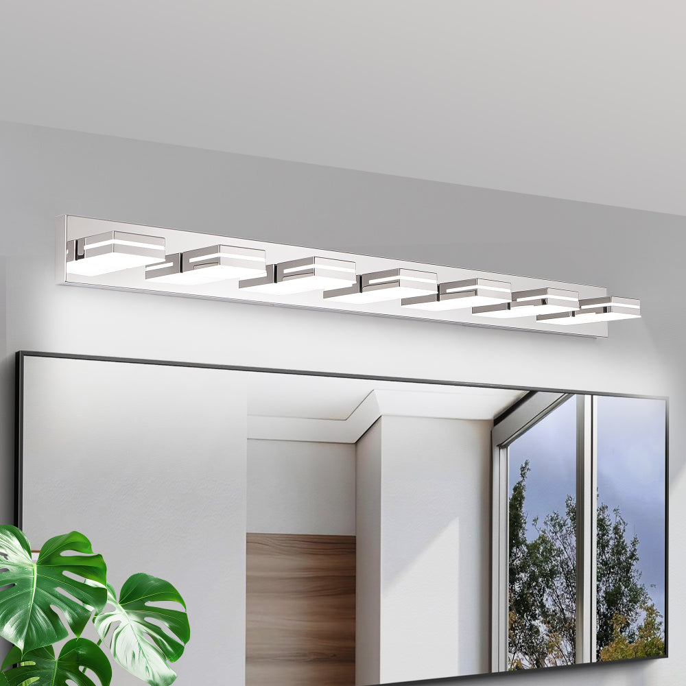Modern Black LED Vanity Light, 6-Lights Wall Sconce for Bathroom and Mirror, Sleek Minimalist Design, Energy-Efficient, Easy to Install
