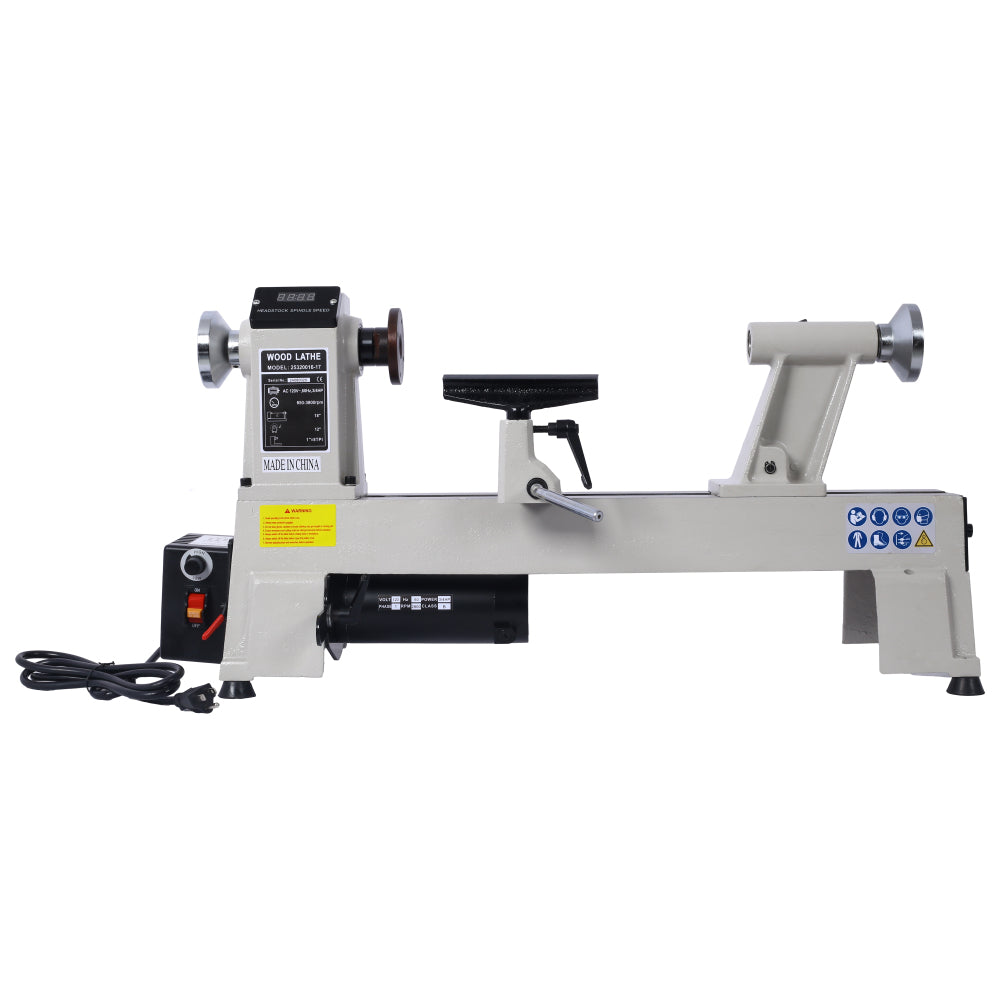12" x 18" Wood Lathe, Benchtop Wood Lathe Machine 3/4 HP Infinitely Variable Speed 650-3800 RPM  for Woodworking, Woodturning
