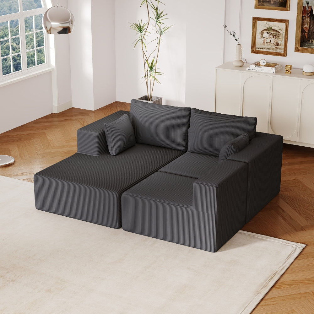 108.3" Sectional Foam Couch,L Shape Sofa with Chaise Lounge,Modular Cloud Sofa  for Living Room,Upholstered Corduroy Couch Dark Grey