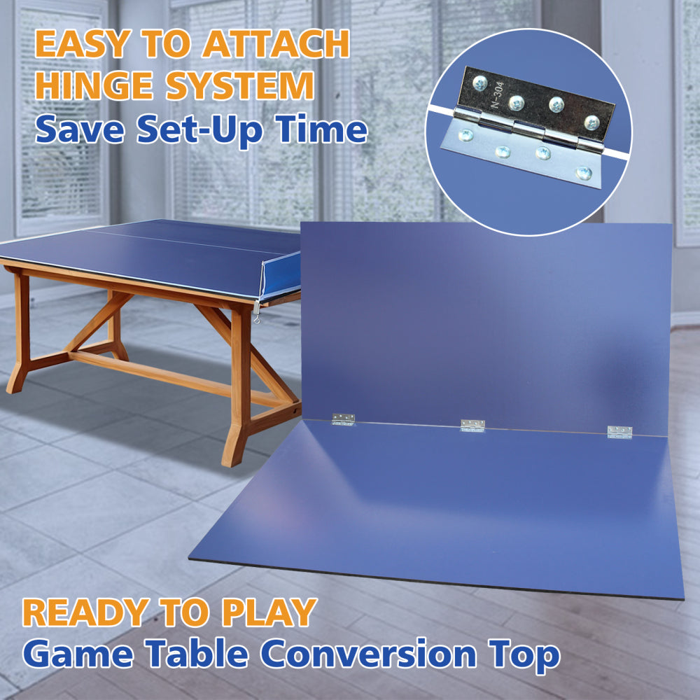 7*4ft Blue Mid-Size Ping Pong Conversion Top Foldable & Portable Table Tennis Table Top for Indoor Games
