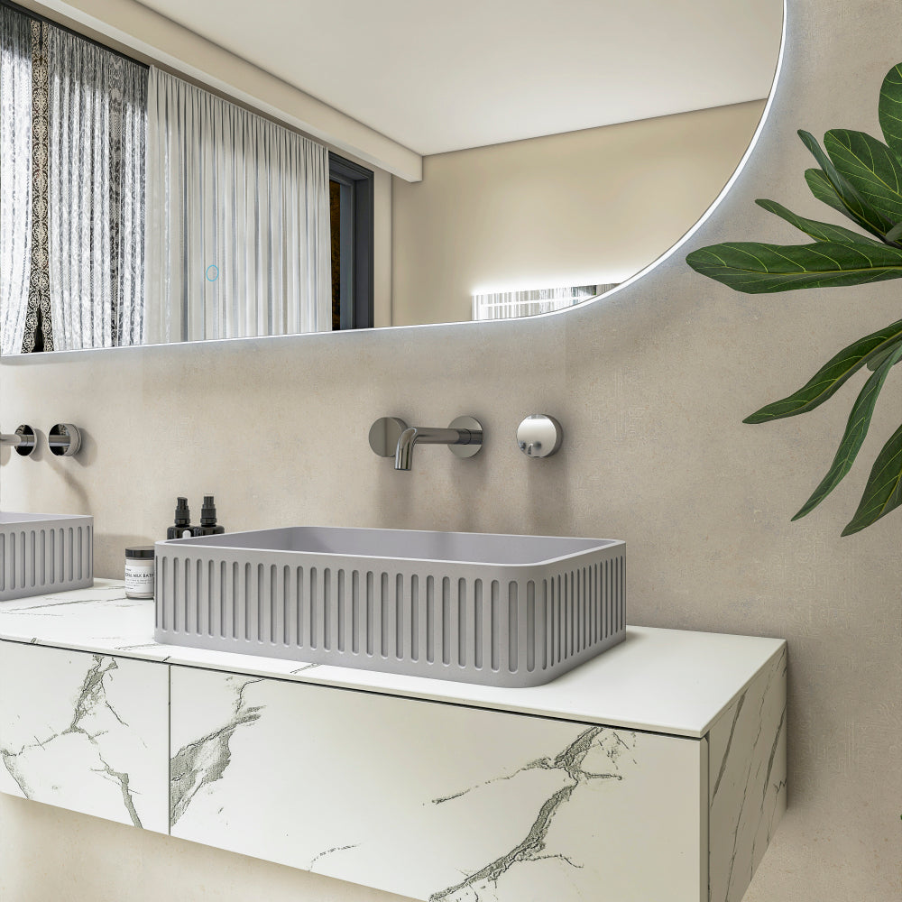 20.5'' Concrete Vessel Rectangular Modern Gray Bathroom Sink
