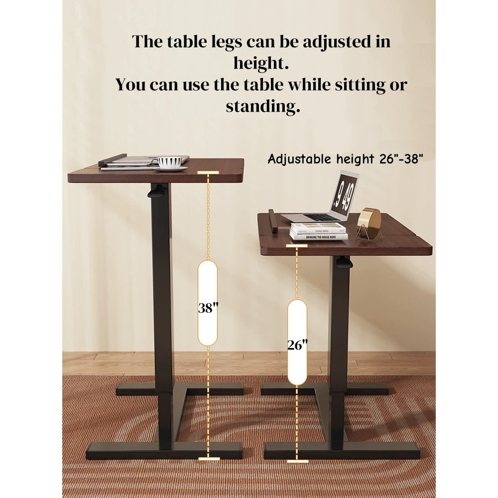 Bedside Table,Folding Overbed Bedside Desk Mobile Rolling Laptop Stand Tilting Overbed Table with Wheels Height Adjustable Tray Table for Laptop Bed Sofa Side Table (WALNUT),Gift for Mother's day