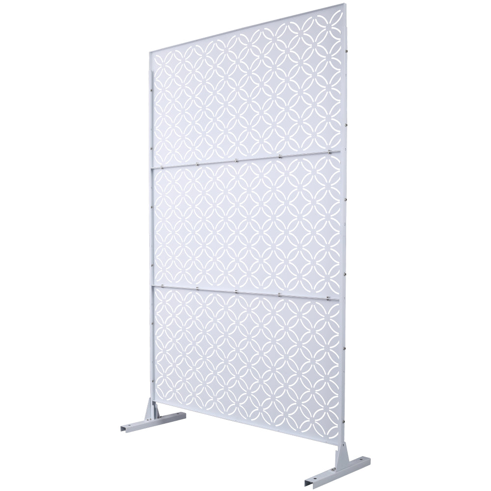 Outdoor & Indoor Privacy Screen Metal Privacy Screen 76" H×48" W, Freestanding Decorative Privacy Screen for Deck Balcony Patio, Privacy Fence Panels for Outside Lawn Garden PS107 WHITE
