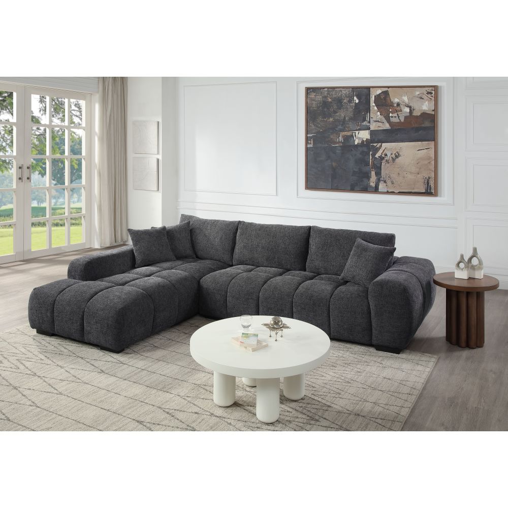 Chosen Gray Chenille Sectional Sofa with Toss Pillows and 1 Chaise