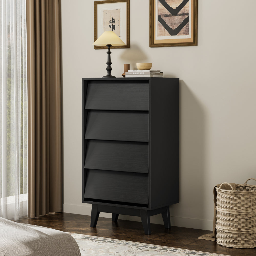2 Set Nightstands Features Vintage-style and Bevel Design, Made of MDF, Mid Century Modern Nightstand, Night Stand for Bedroom