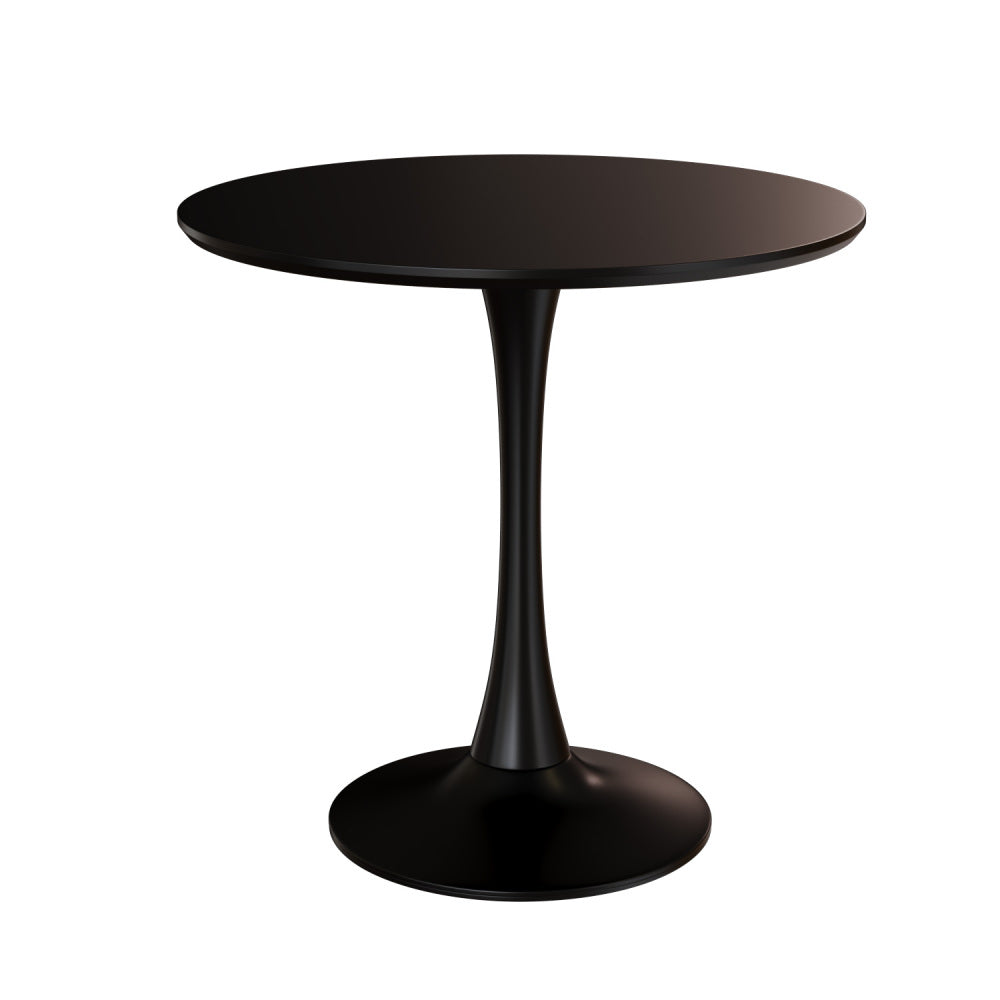 31.5" Black Round Dining Table, Tulip Table Kitchen Dining Table 2-4 People with MDF Table Top & Pedestal Base, Mid-Century End Table Leisure Coffee Table Office Living Room Table