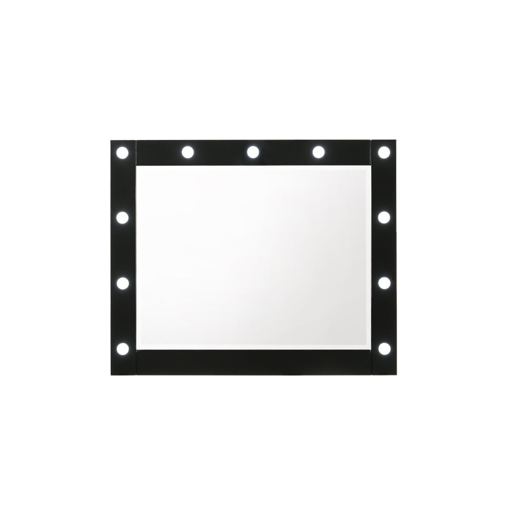 1pc Glam LED Lights in Frame Mirror Vanity Top Landscape Mirror Black