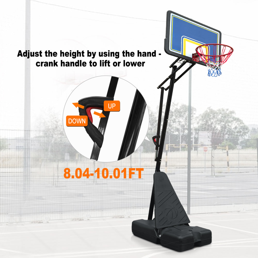 Portable Basketball Hoop for Youth Adults & Professional Match,Adjustable Height 8.04 ft to 10.01 ft,39 inch Backboard with Rebound System, Indoor/Outdoor Basketball Goal with Rebound Board and Wheels