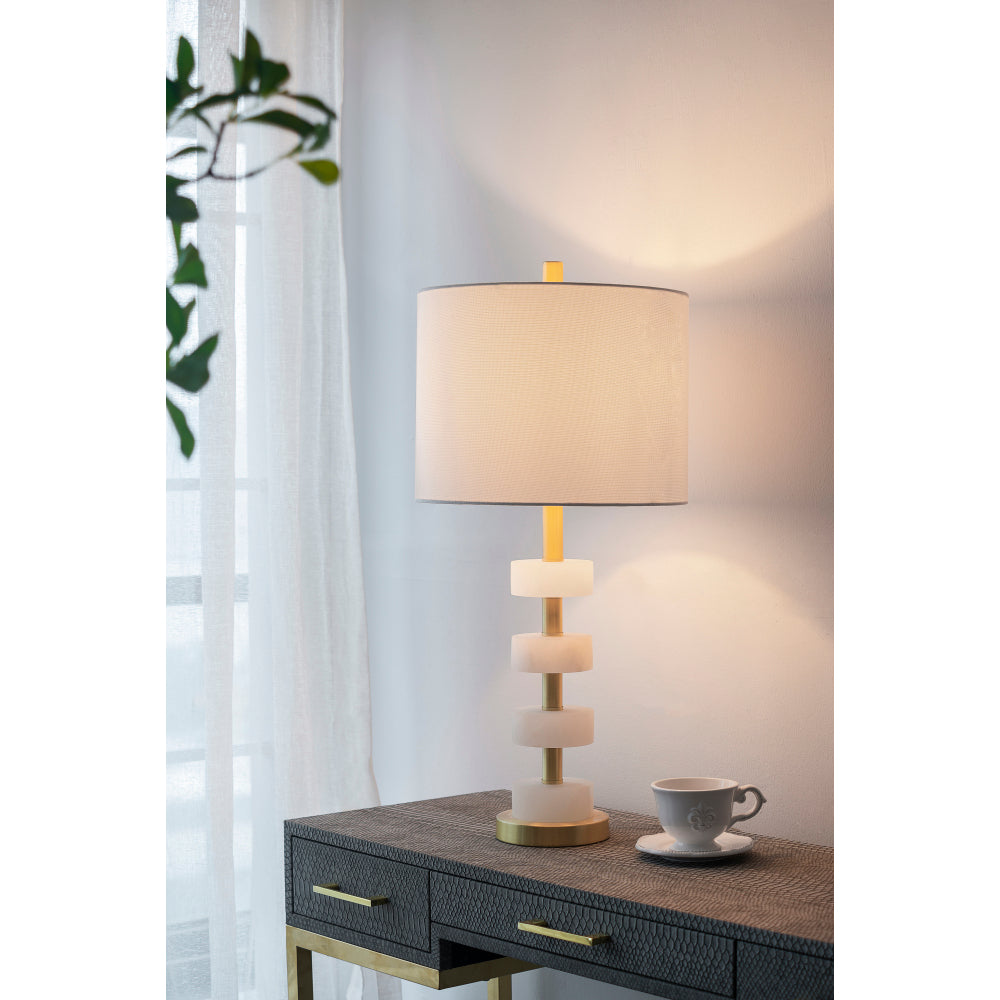16x16x29.8" Gold and Black Table Lamp with Contemporary Disc Design