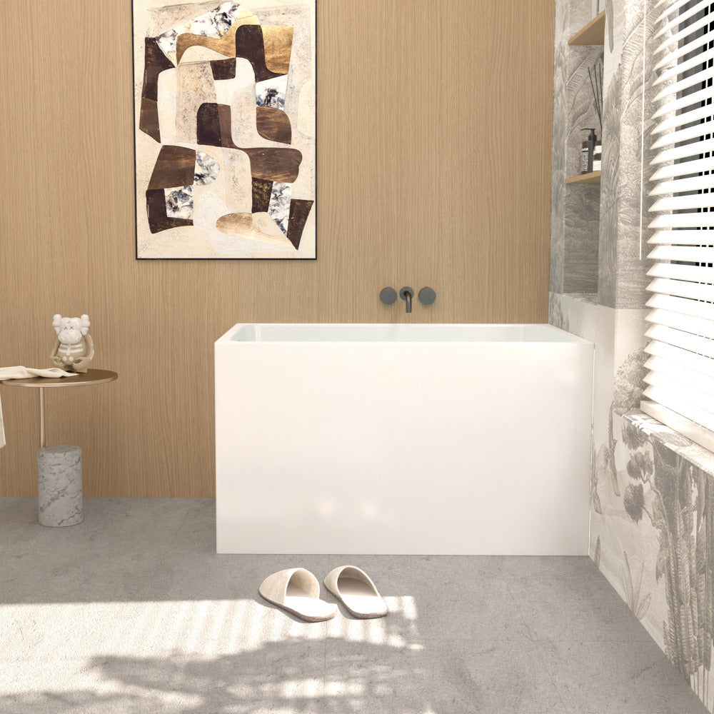 43"  Acrylic Freestanding Bathtub ,Spacious rectangle Shape, Gloss White Finish, Chrome Overflow & Pop-Up Drain CUPC Certificate