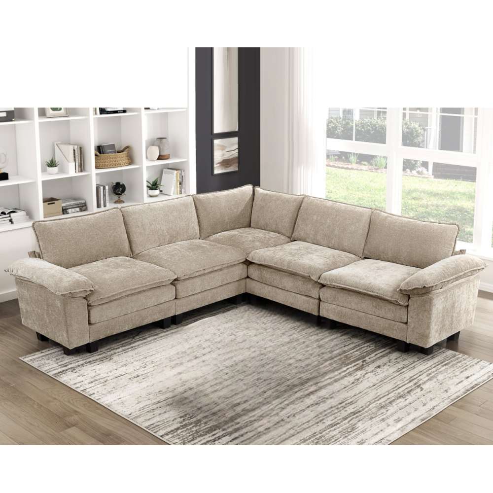 Modern Style Loveseat Plush Comfort Taupe Chenille Fabric Upholstery Contemporary Living Room Furniture 1pc Durable Plywood