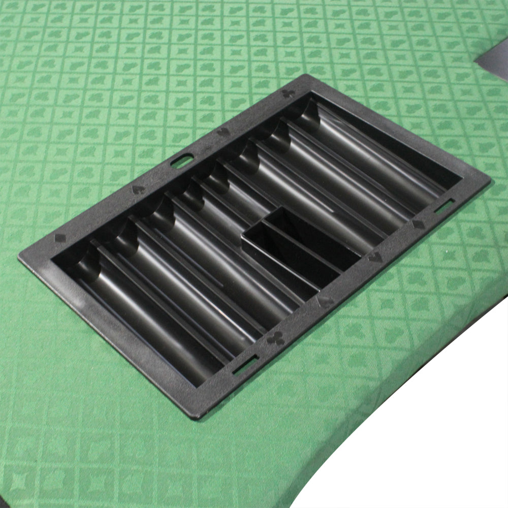 96" Poker Table for 10 Players Casino Game Texas Hold'em Premium Oval with Round Stud Rivet Decorate Waterproof Cloth Chip Tray Cup Holders Green