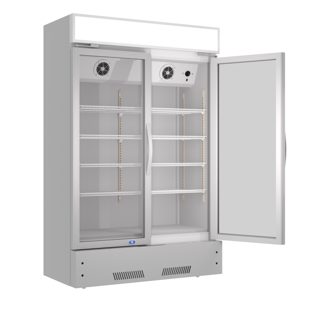 Commercial Refrigerator 2 Glass Door Reach In Cooler, Commercial Display Merchandiser Fridge, Capacity 17.1 cuft, ETL Approved, Silver