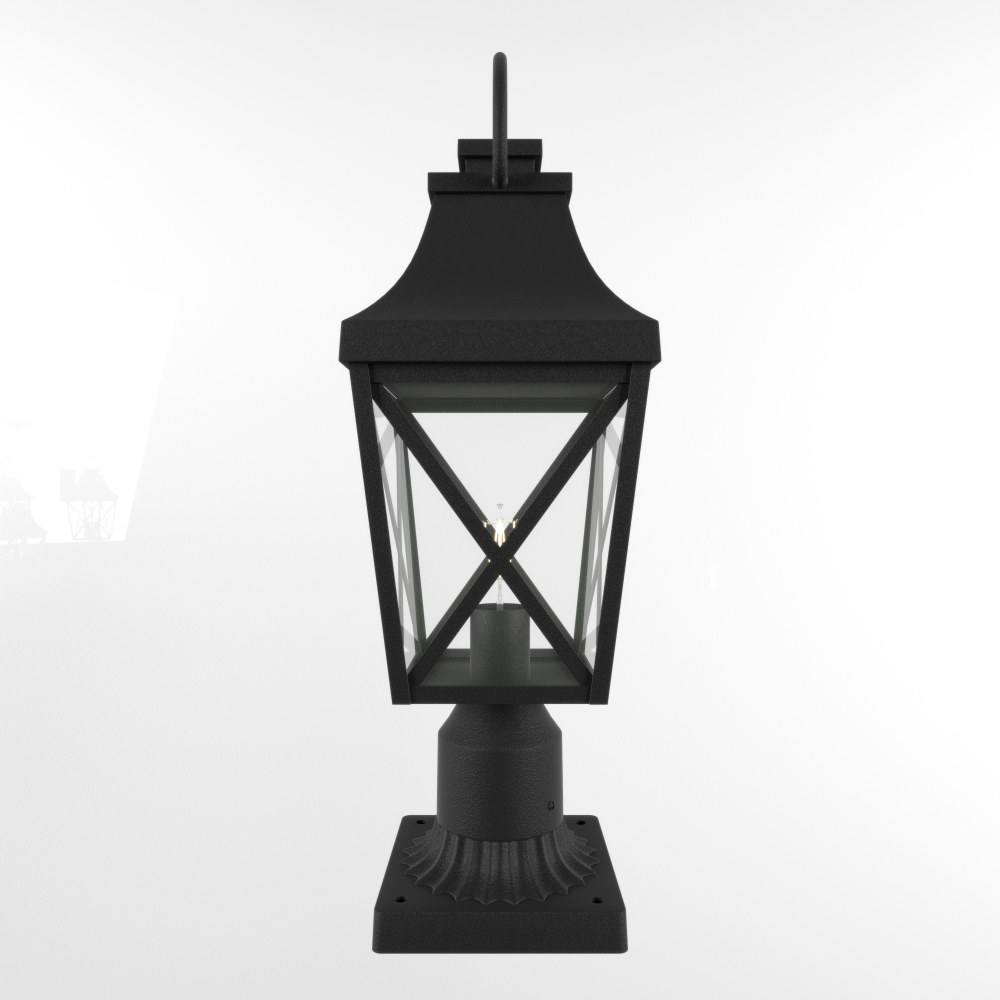 Outdoor Post Light,Lamp Post Light Fixture,Post Lantern with Pier Mount Base,Textured Black,21.3in,Suitable for Gardens, Yards or Entrances (2 pack)