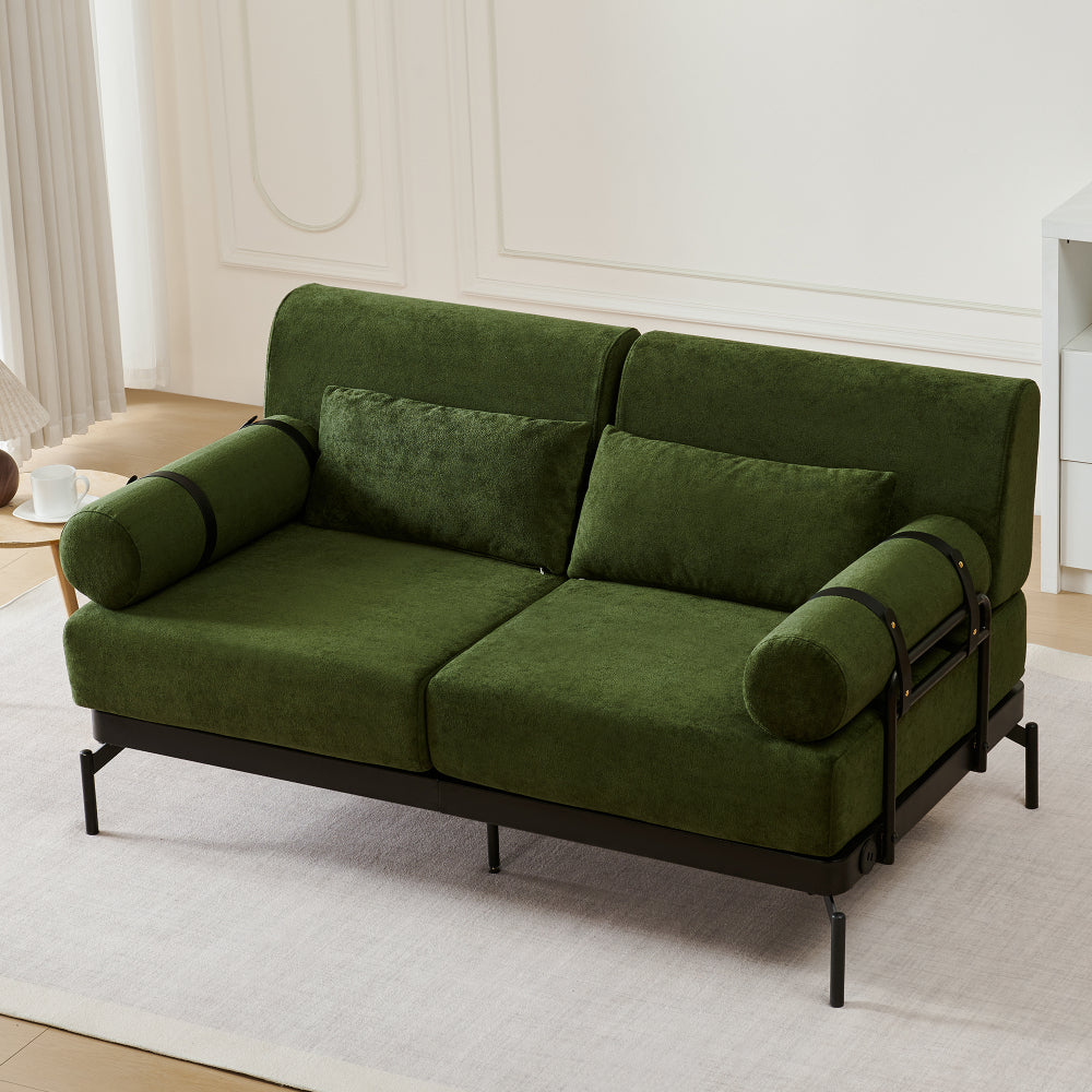 Modern Loveseat Sofa 59" Sofa Couch 2-Seater Sofa with Flexible USB Ports , Unique Cylindrical Armrests for Living Room, Beige