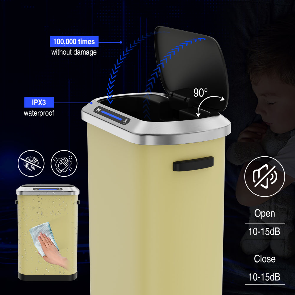 50L Smart automatic Trash Cans -  Full Intelligent Sensor  -yellow