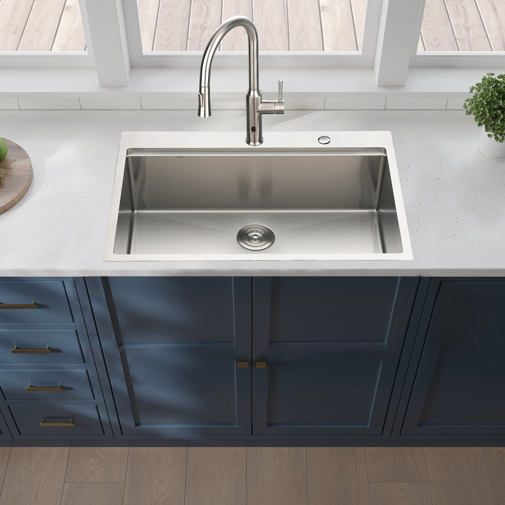 30x22x10"Drop-in Single Bowl Stainless Steel Kitchen Sink with Workstation
