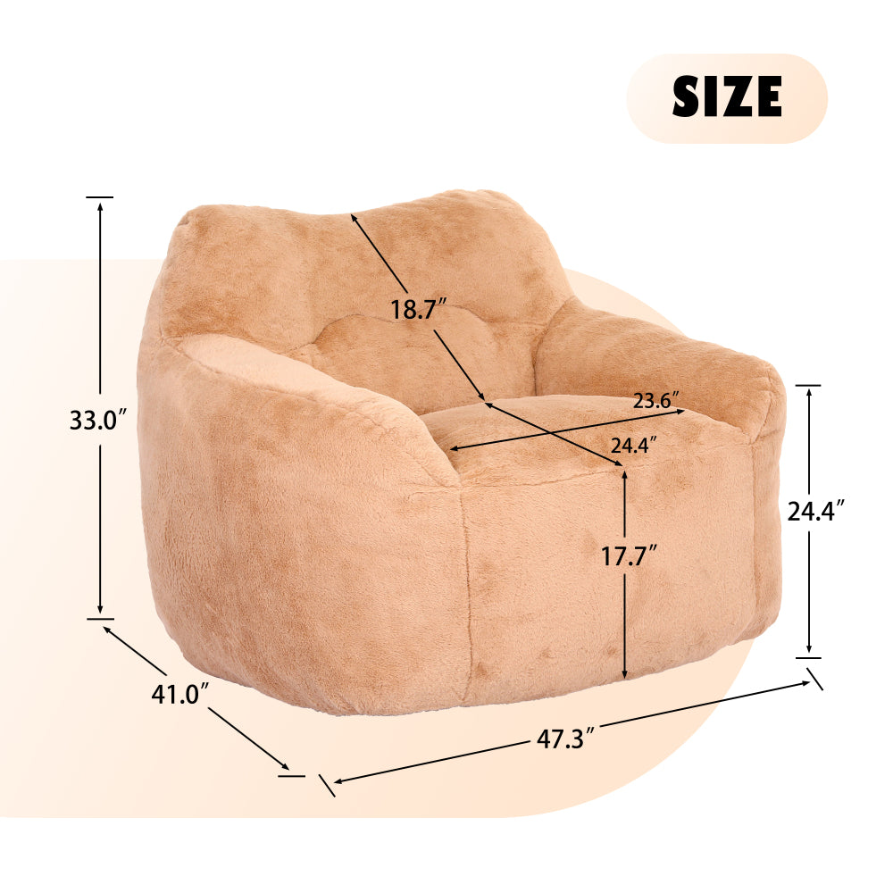 Bean Bag Chair, Bean Bag Sofa Chair with Armrests Stuffed High-Density Foam, Lazy Sofa Comfy Chairs BeanBag Chair for Adults in Living Room,Bedroom Reading